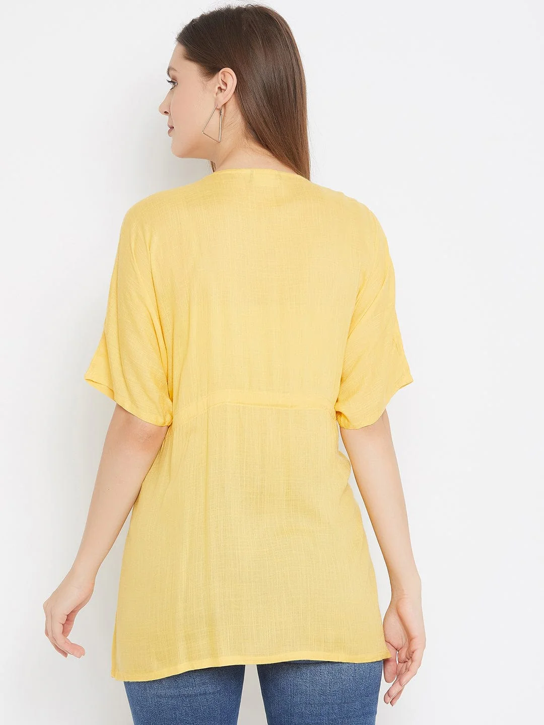 Solid Yellow Top with Sequin Hand Embroidery - Image 6