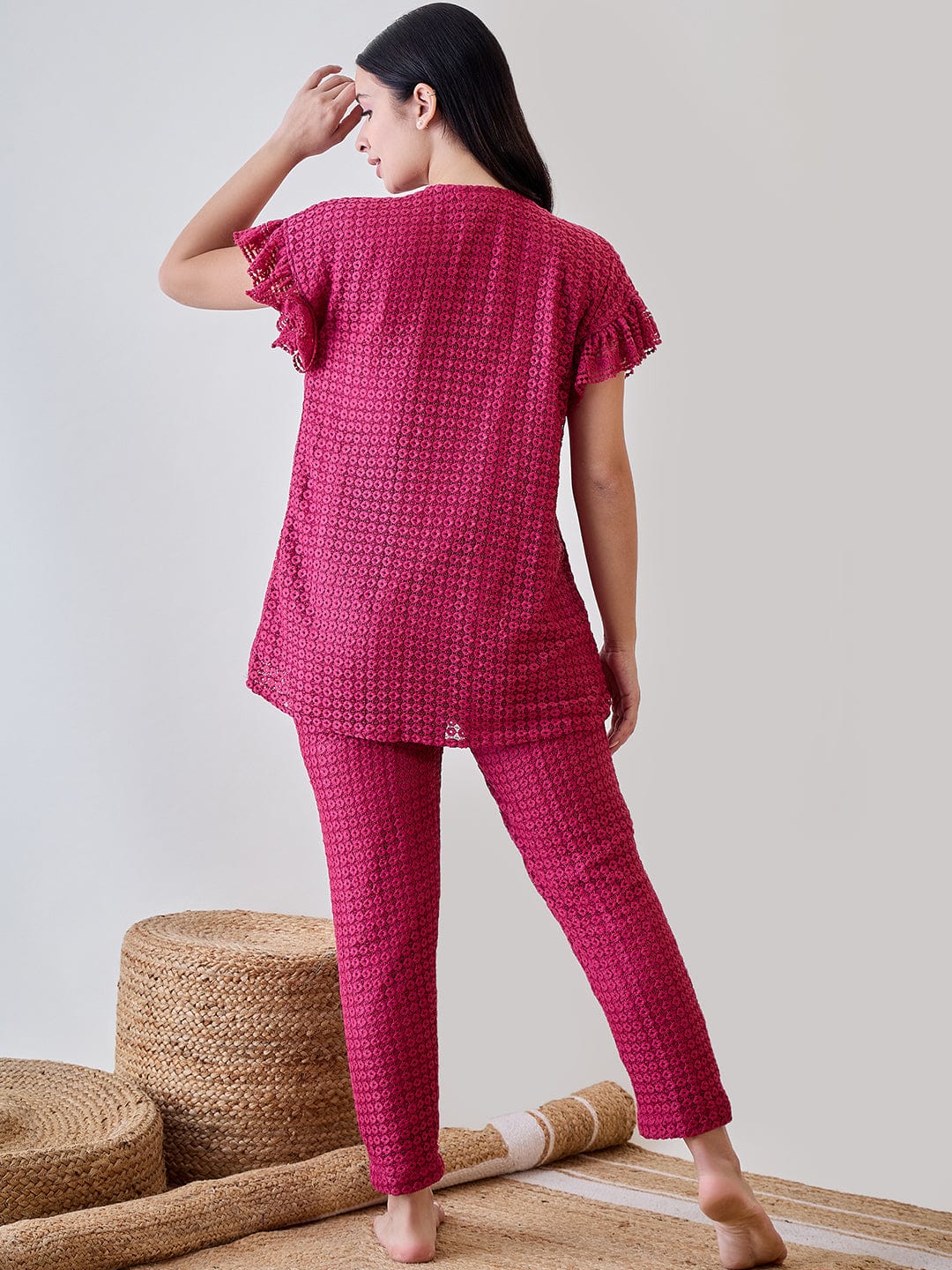 Textured Lace Pyjama Set for Women - Image 14