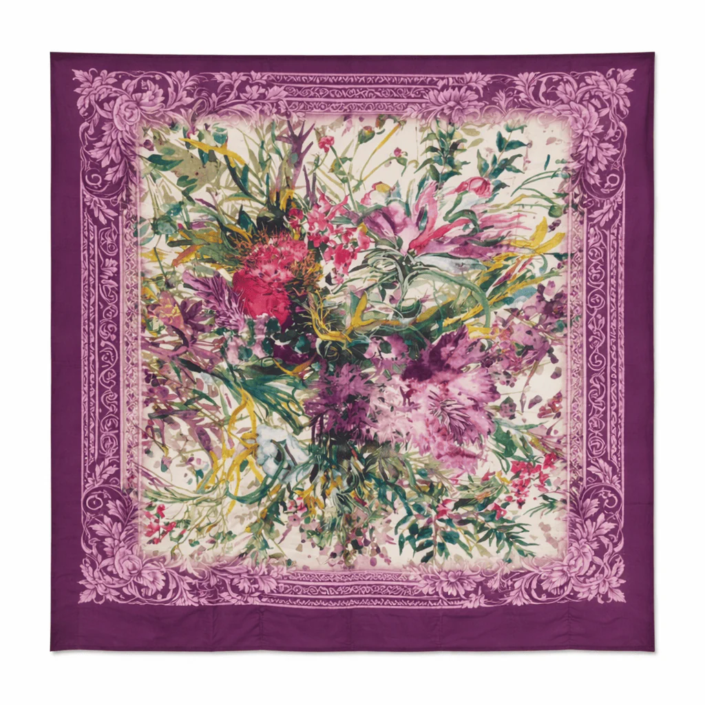 Purple Amethyst Garden Silk Scarf - Image 2