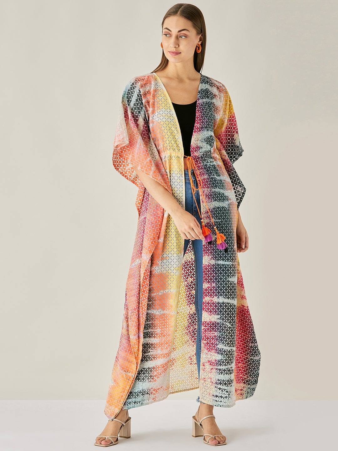 Tie-dye Cotton Long Jacket Kaftan - Image 3