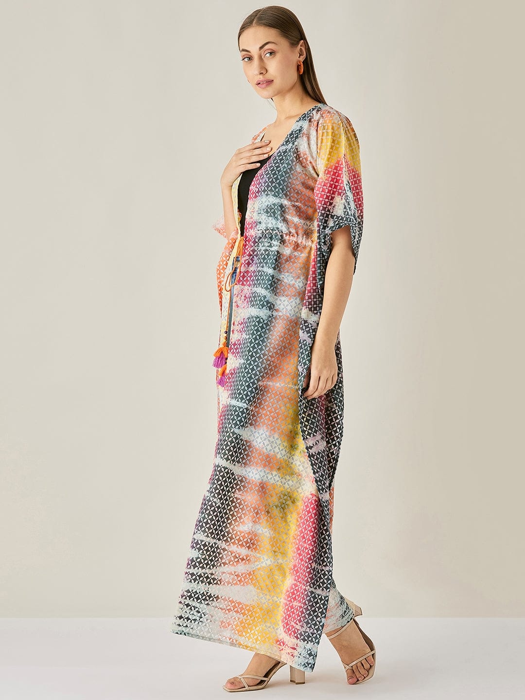 Tie-dye Cotton Long Jacket Kaftan - Image 4
