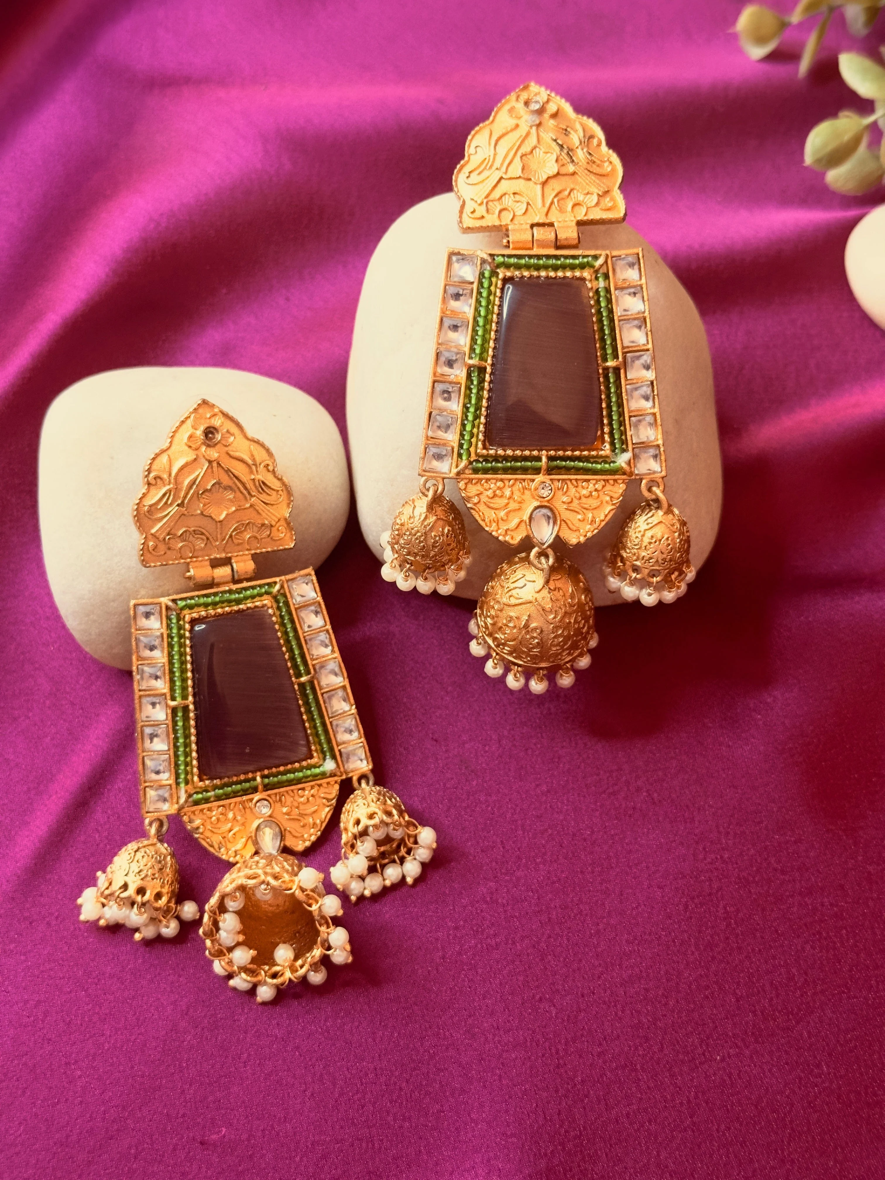 Vintage Stone Statement Earrings