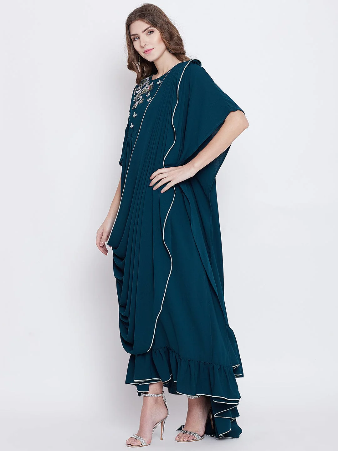 VIRIDESCENT SWAG DRAPED KAFTAN - Image 3