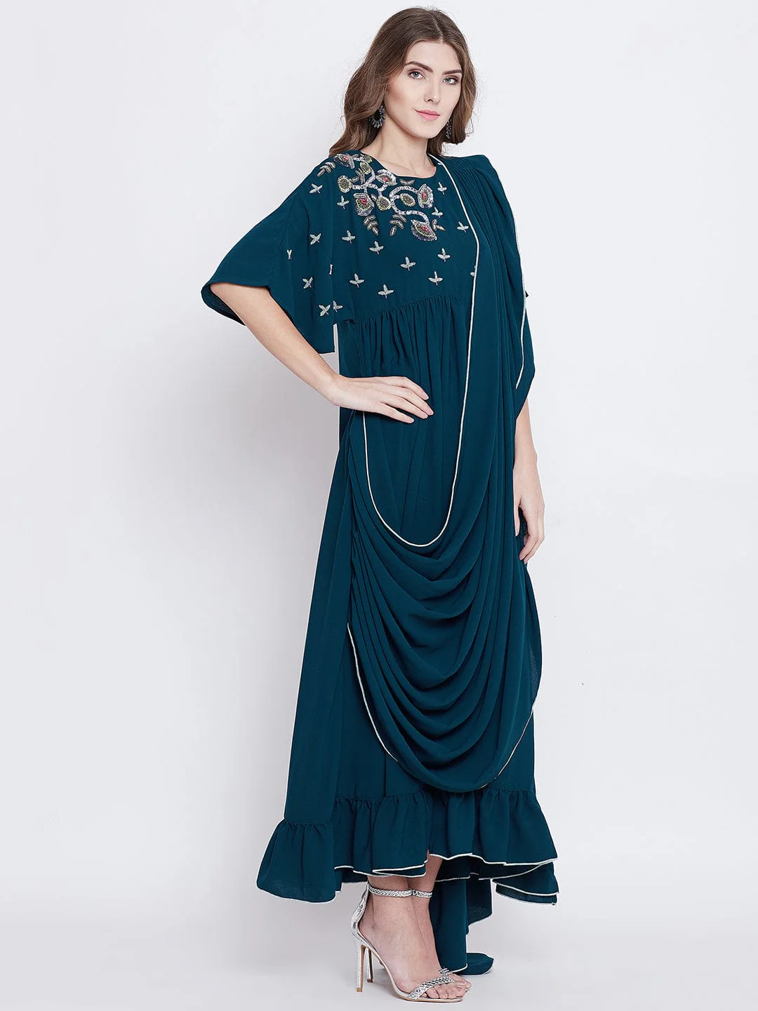 VIRIDESCENT SWAG DRAPED KAFTAN - Image 4