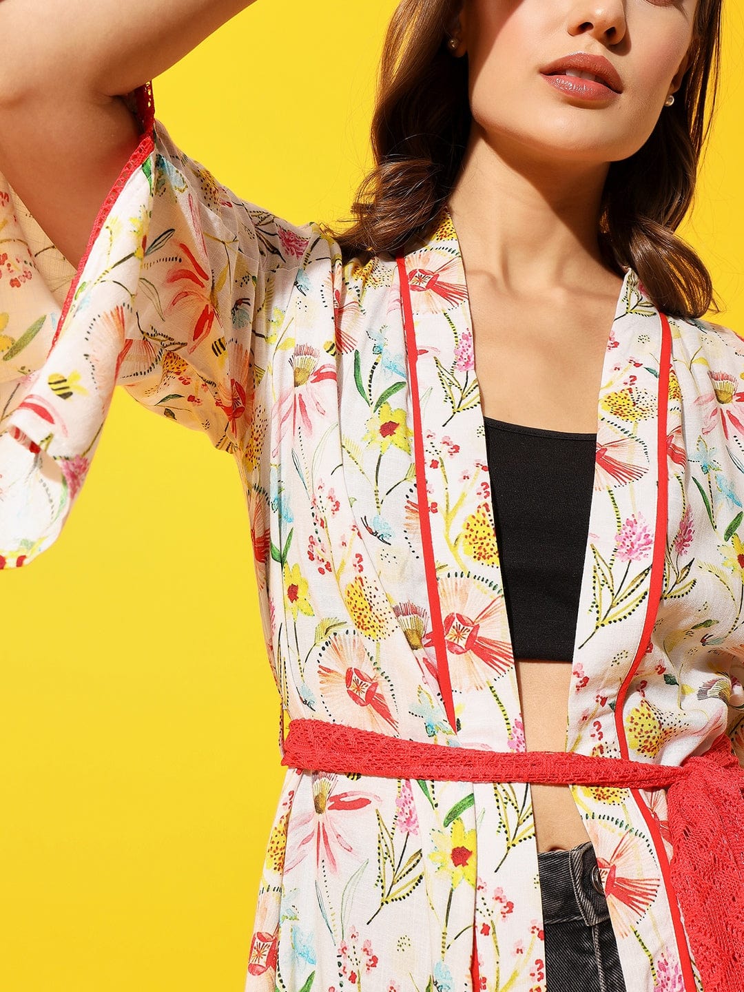 White Floral Kimono Cover-Up - Image 6