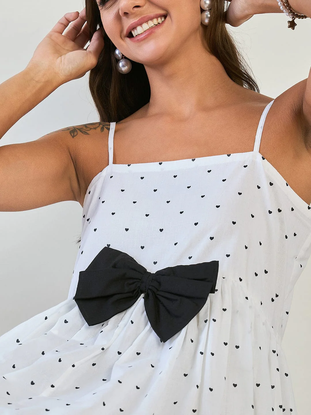 White Heart Cotton Tiered Dress - Image 5