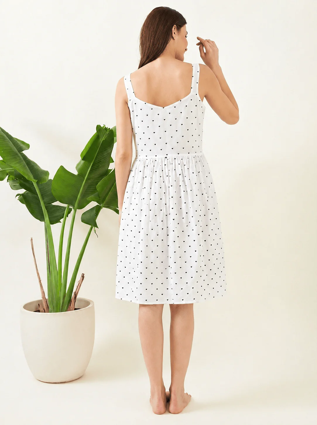 White Heart Print Cotton Nightdress - Image 5