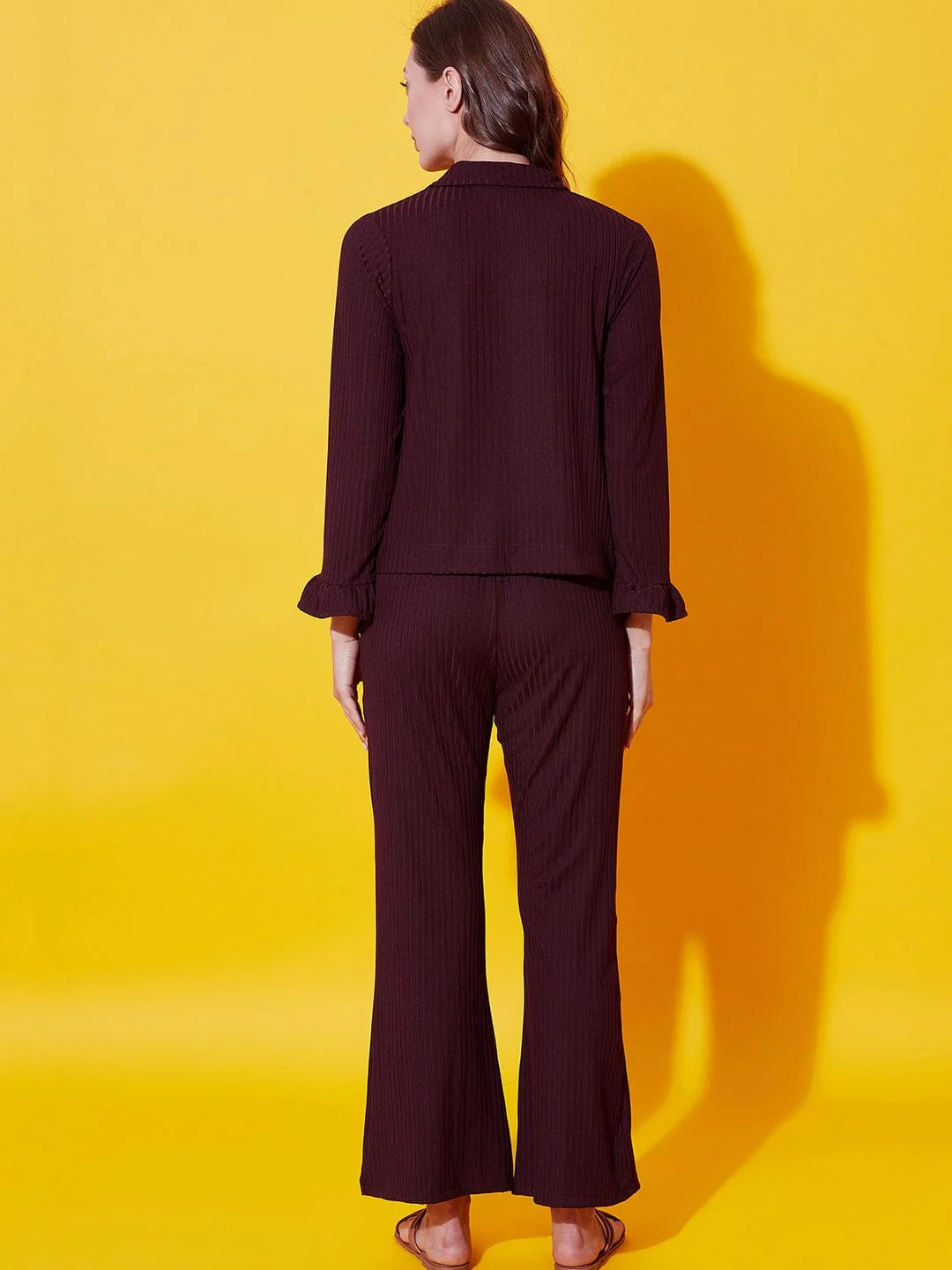 Wine big rib collar co-ord set - Image 4