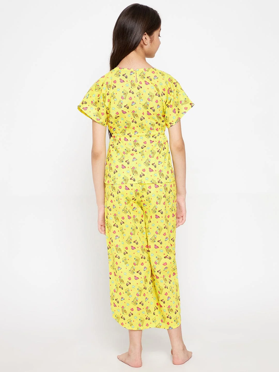 Girls Yellow Scooter Cotton Loungeset - Image 5
