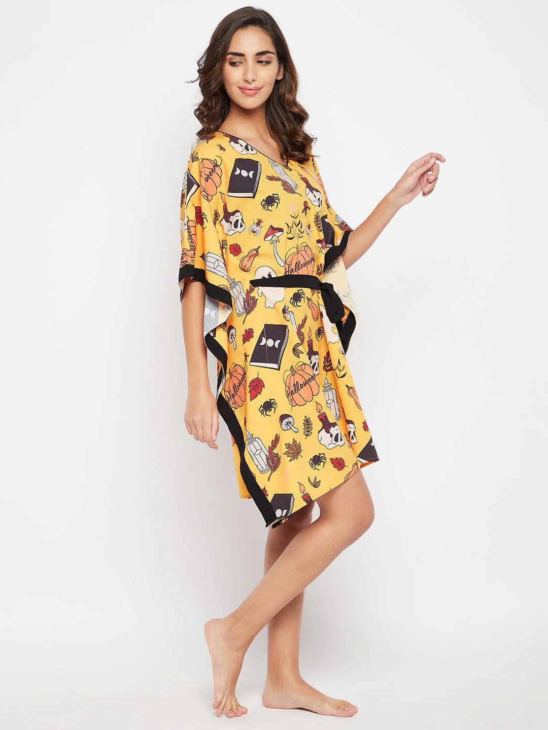 Yellow Comfort Fit Halloween Kaftan Dress - Image 4