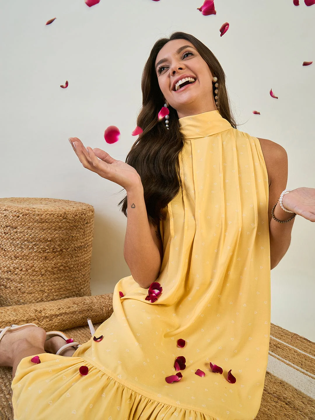 Yellow Hearts Mini Ruffled Dress - Image 6