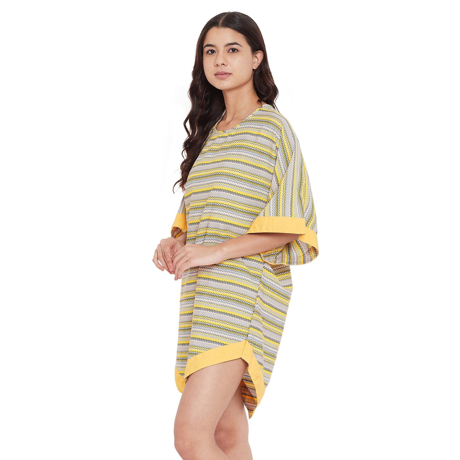 Yellow Zigzag Printed Kaftan Top - (Clearance - Final Sale) - Image 3